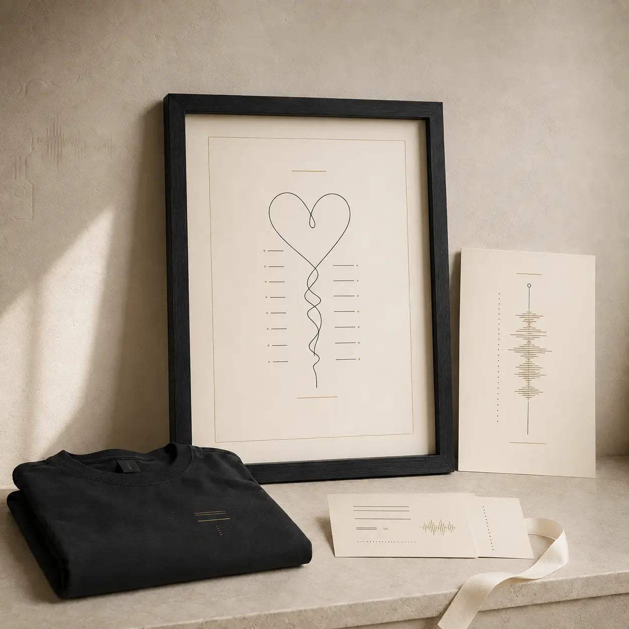 Museum-inspired Love Archive lyric heart wall art and anniversary keepsakes