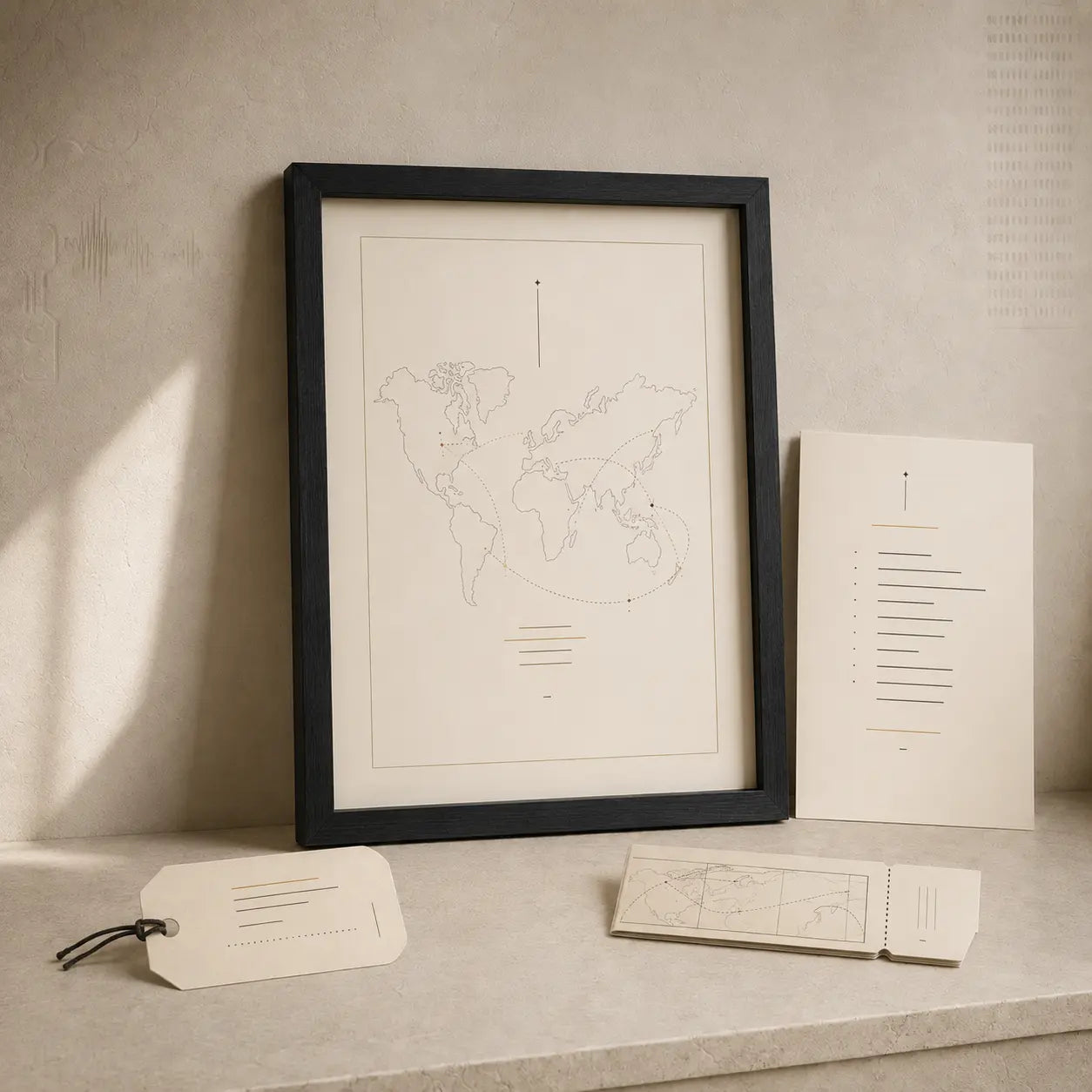 Museum-inspired Travel Archive map wall art and journey keepsakes