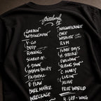 Custom setlist T-shirt with personalized concert artwork for music fans