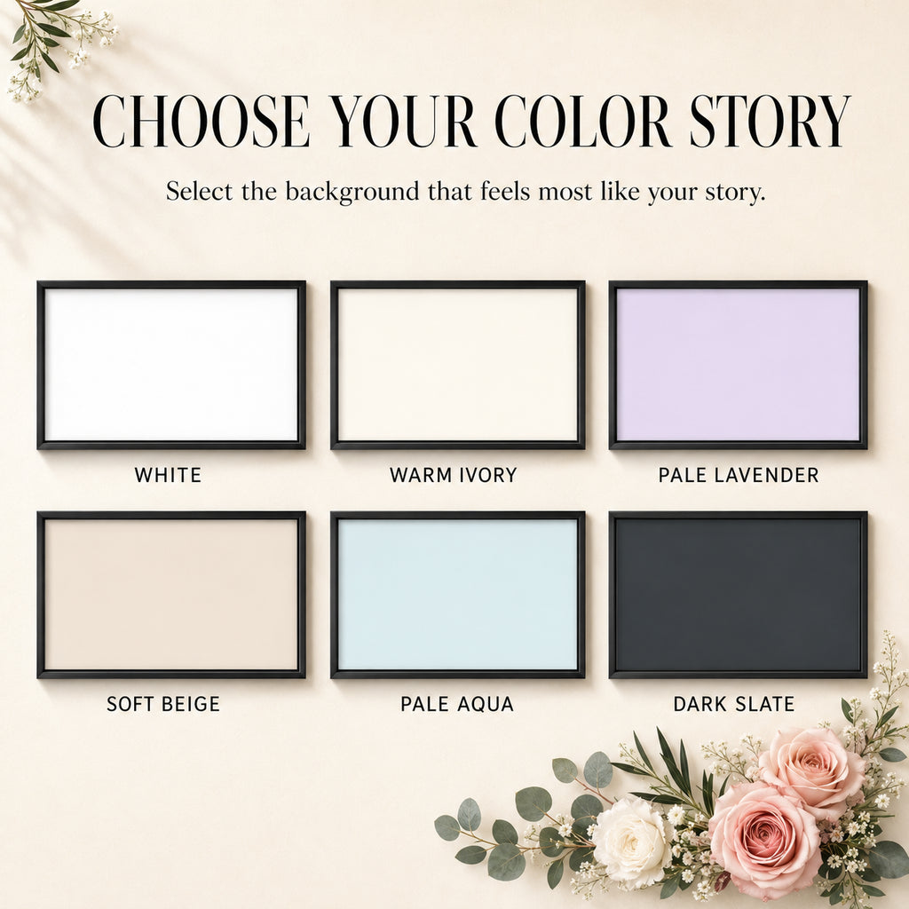 Heart lyric print color options including white, ivory, black, beige, lavender, slate and aqua