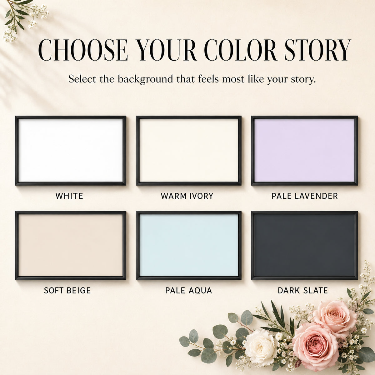Heart lyric print color options including white, ivory, black, beige, lavender, slate and aqua
