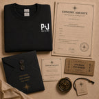 Custom concert setlist sweatshirt mockup showing personalized event details and print placement