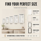 Custom concert setlist wall art size guide for posters canvas framed posters framed canvas and international A-series prints