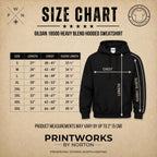 Gildan 18500 unisex hoodie size chart for custom concert setlist apparel