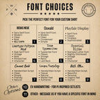 Font choices for personalized concert setlist hoodie designs