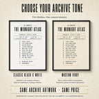 Classic Black and White and Museum Ivory background options for Concert Archive setlist art