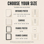Available concert setlist wall art sizes for posters, canvas, and framed formats