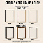 Black, natural, and white frame choices for framed poster and framed canvas setlist art