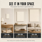 Concert setlist wall art shown in several sizes to compare scale in a furnished room