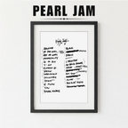 Framed Pearl Jam album tracklist on a white background
