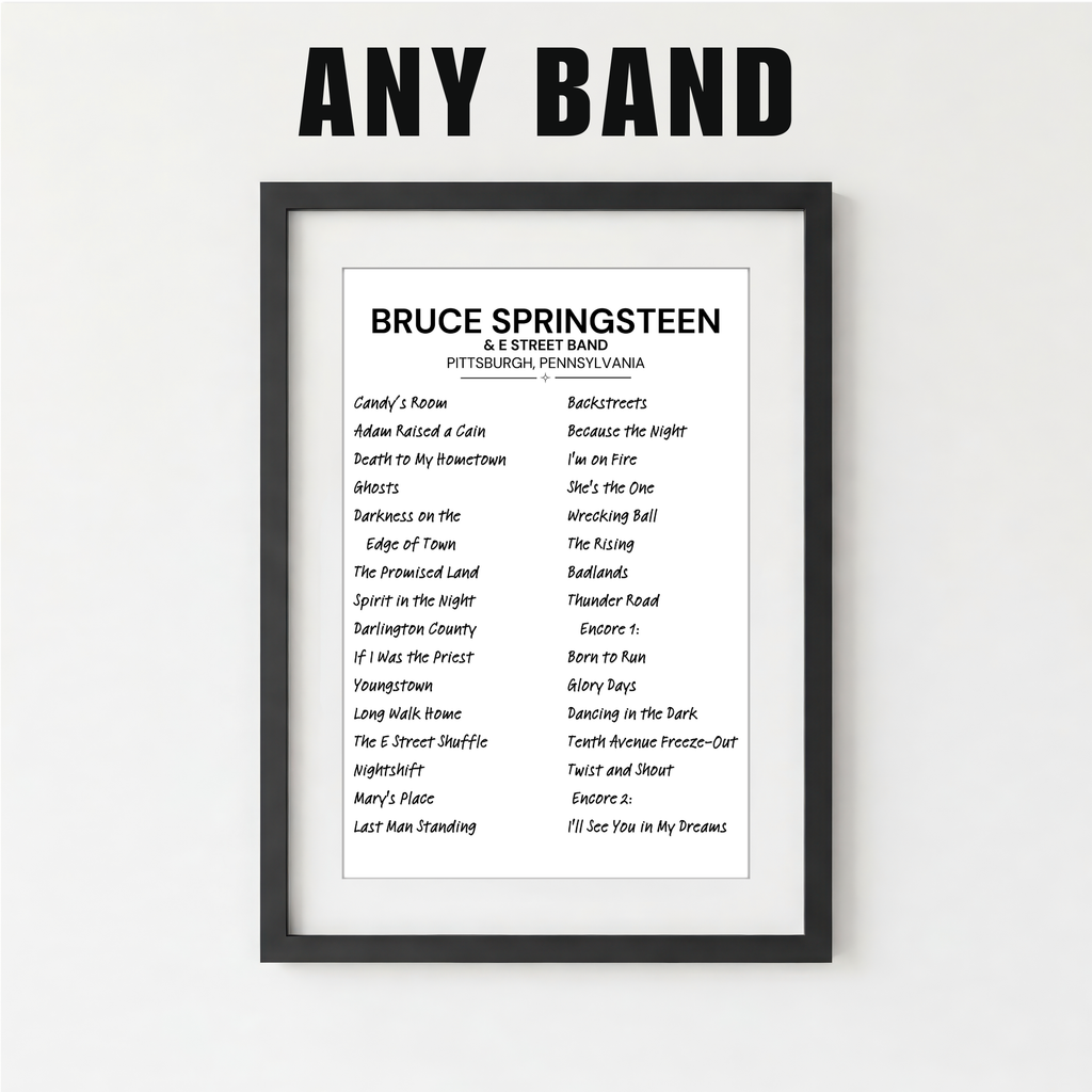 Concert Setlist Print | Custom | Any Band | Any Show | Any City | Personalized | Gift for Him | Gift for Her | Special Gift | Music Fan Gift