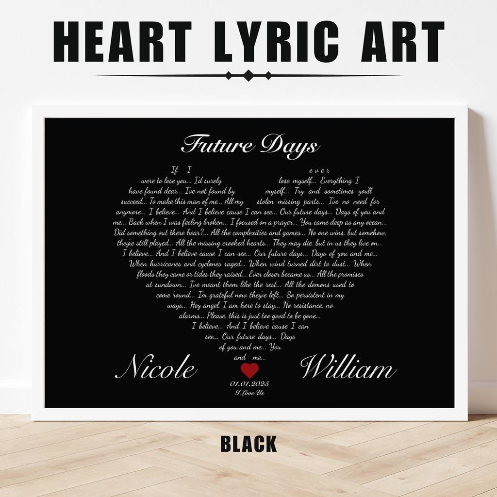 Heart Lyric Print | Custom | Personalized Song Print | Wedding Gift | Anniversary | Wall Art | Gift for Him | Gift for Her | Couples