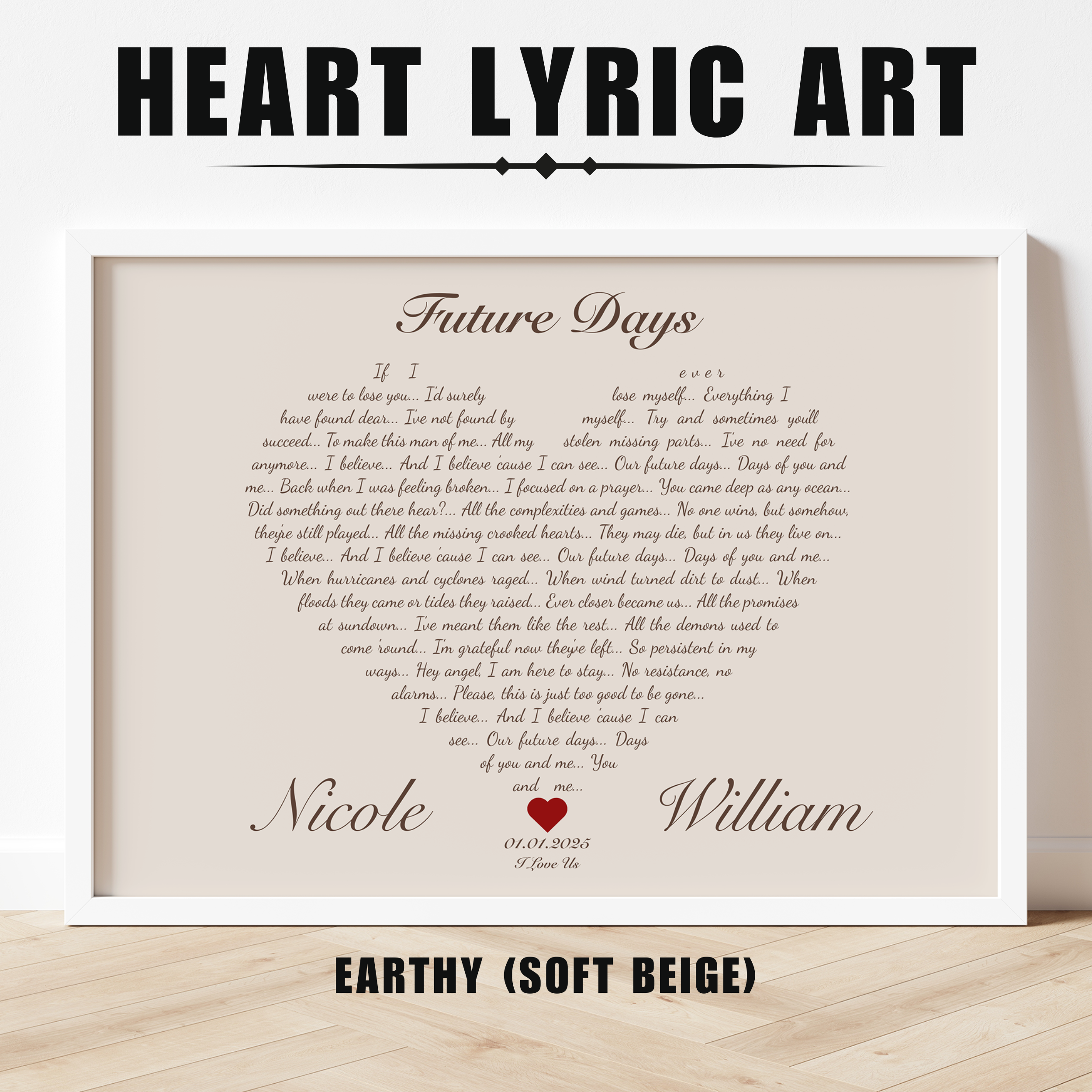 Heart Lyric Print | Custom | Personalized Song Print | Wedding Gift | Anniversary | Wall Art | Gift for Him | Gift for Her | Couples