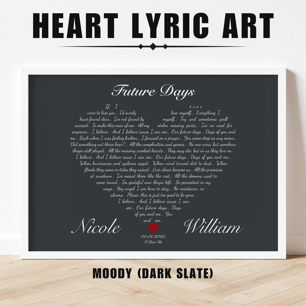 Heart Lyric Print | Custom | Personalized Song Print | Wedding Gift | Anniversary | Wall Art | Gift for Him | Gift for Her | Couples
