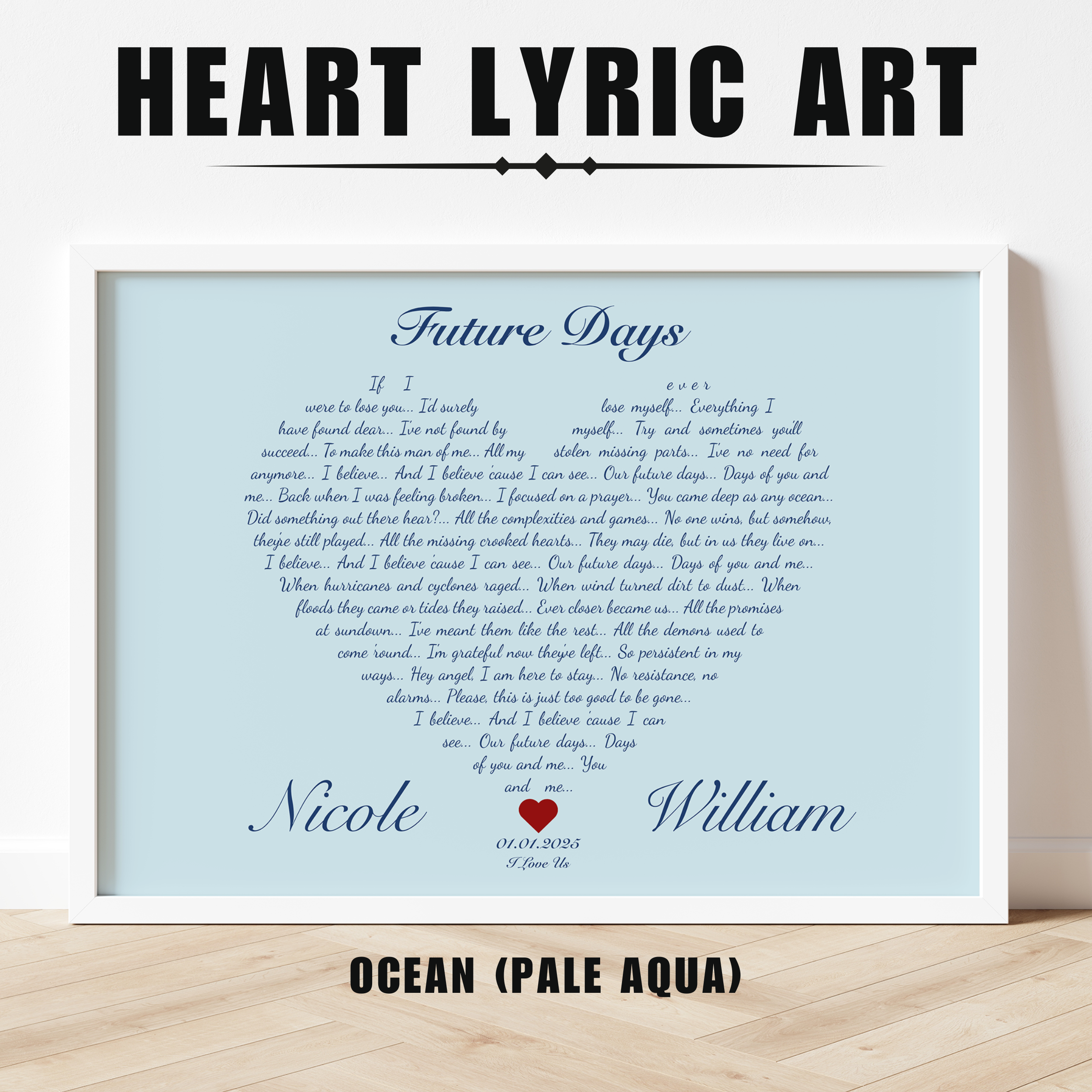 Heart Lyric Print | Custom | Personalized Song Print | Wedding Gift | Anniversary | Wall Art | Gift for Him | Gift for Her | Couples