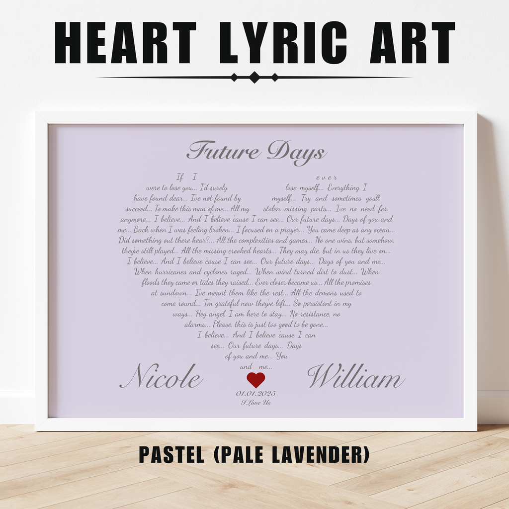 Heart Lyric Print | Custom | Personalized Song Print | Wedding Gift | Anniversary | Wall Art | Gift for Him | Gift for Her | Couples