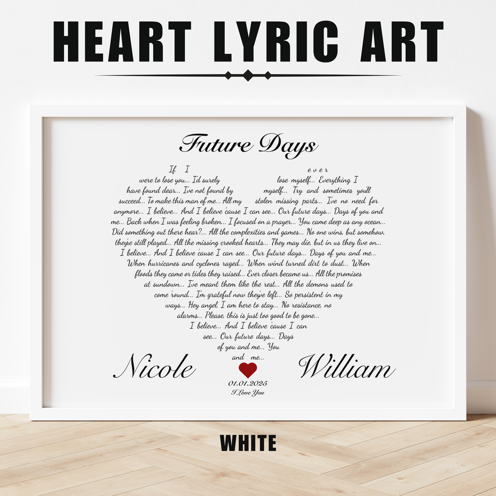 Heart Lyric Print | Custom | Personalized Song Print | Wedding Gift | Anniversary | Wall Art | Gift for Him | Gift for Her | Couples