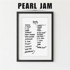 Framed list of Pearl Jam album tracklist on a white background