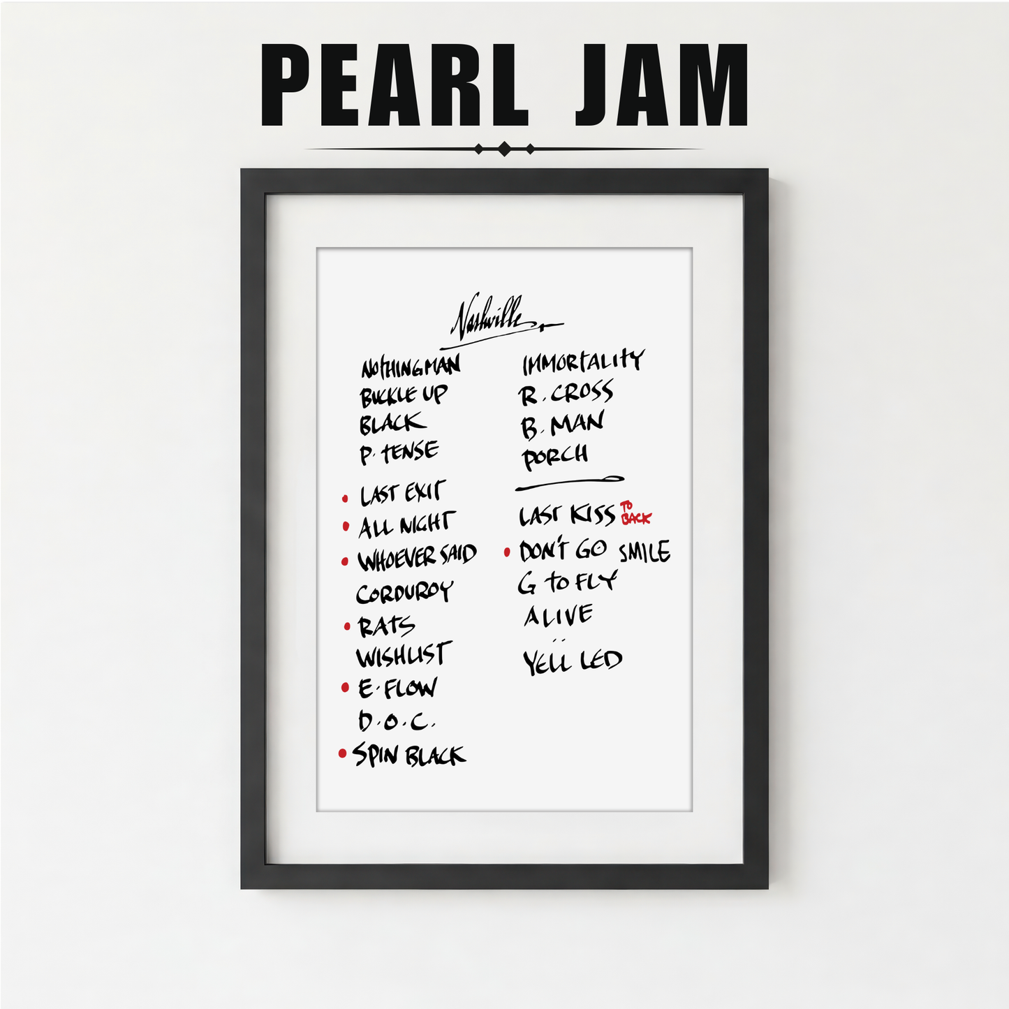 Pearl Jam | Nashville | 9/16/22 | One Night | Concert | Setlist | Print | Custom | Personalized | Gift for Him | Gift for Her | Special Gift | Music Fan Gift