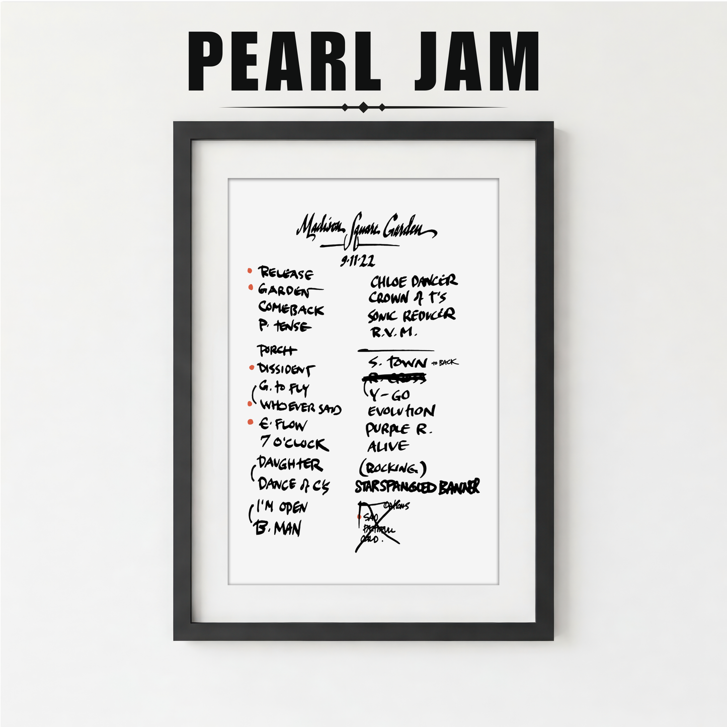 Pearl Jam | New York | 9/11/22 | Night 2 | Concert | Setlist | Print | Custom | Personalized | Gift for Him | Gift for Her | Special Gift | Music Fan Gift