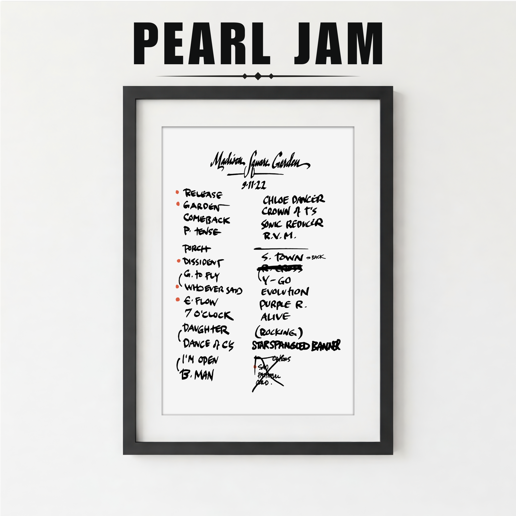 Pearl Jam | New York | 9/11/22 | Night 2 | Concert | Setlist | Print | Custom | Personalized | Gift for Him | Gift for Her | Special Gift | Music Fan Gift