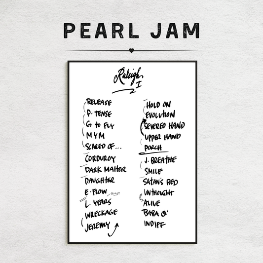 Pearl Jam | Raleigh | 5/11/25 | Night 1 | Concert | Setlist | Print | Custom | Personalized | Gift for Him | Gift for Her | Special Gift | Music Fan Gift