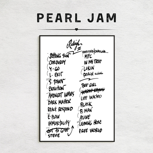 Pearl Jam | Raleigh | 5/13/25 | Night 2 | Concert | Setlist | Print | Custom | Personalized | Gift for Him | Gift for Her | Special Gift | Music Fan Gift