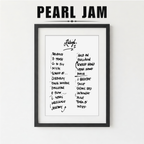 Framed Pearl Jam setlist on a white background