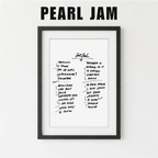 Framed Pearl Jam album tracklist on a white background