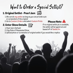 Promotional graphic for ordering a special setlist with a crowd silhouette in the background.