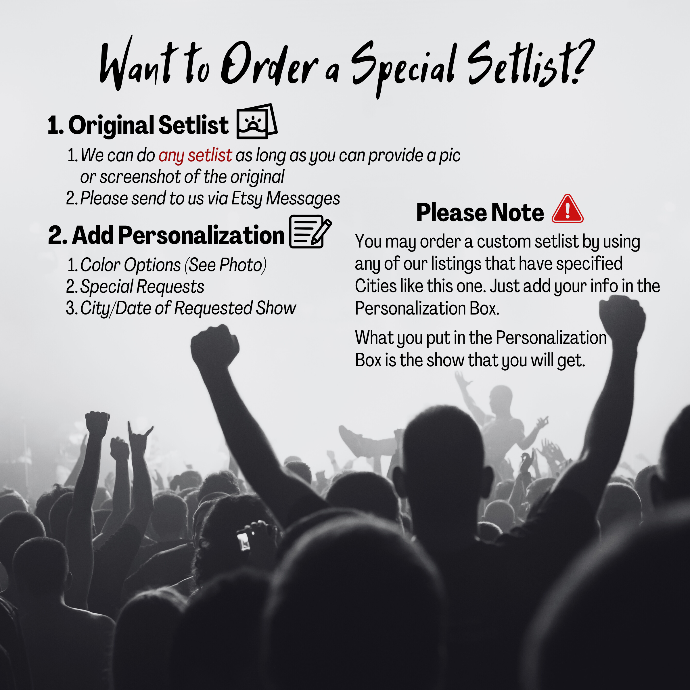 Concert Setlist Print | Custom | Any Band | Any Show | Any City | Personalized | Gift for Him | Gift for Her | Special Gift | Music Fan Gift