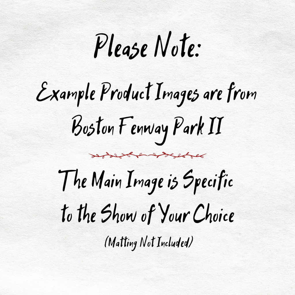Text on a white background explaining product images from Boston Fenway Park II.