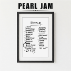 Framed poster with Pearl Jam album tracklist on a white background