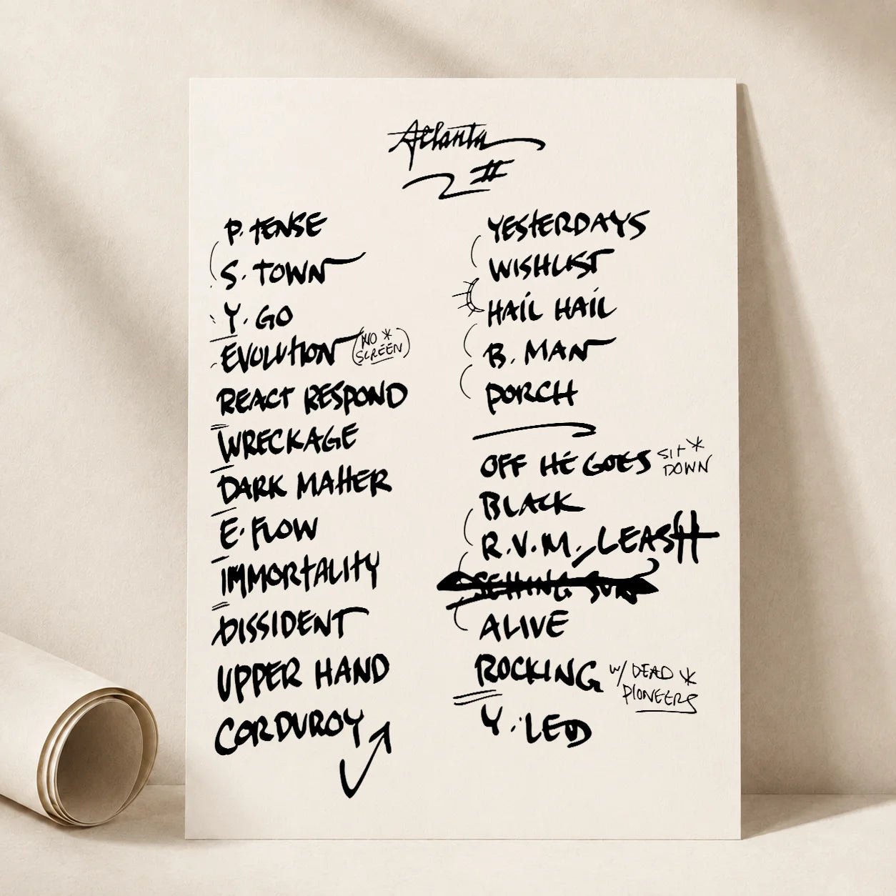 Pearl Jam Atlanta Setlist Wall Art - State Farm Arena, Night 2 - 5/1/25