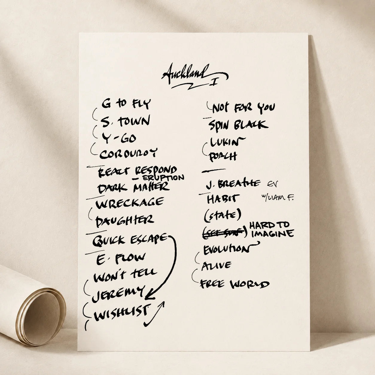 Pearl Jam Auckland Setlist Wall Art - Go Media Stadium, Mt Smart, Night 1 - 11/8/24