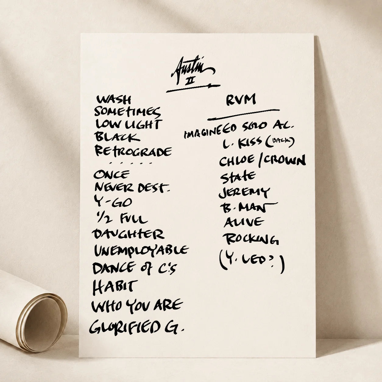Pearl Jam Austin Setlist Wall Art - Moody Center, Night 2 - 9/19/23
