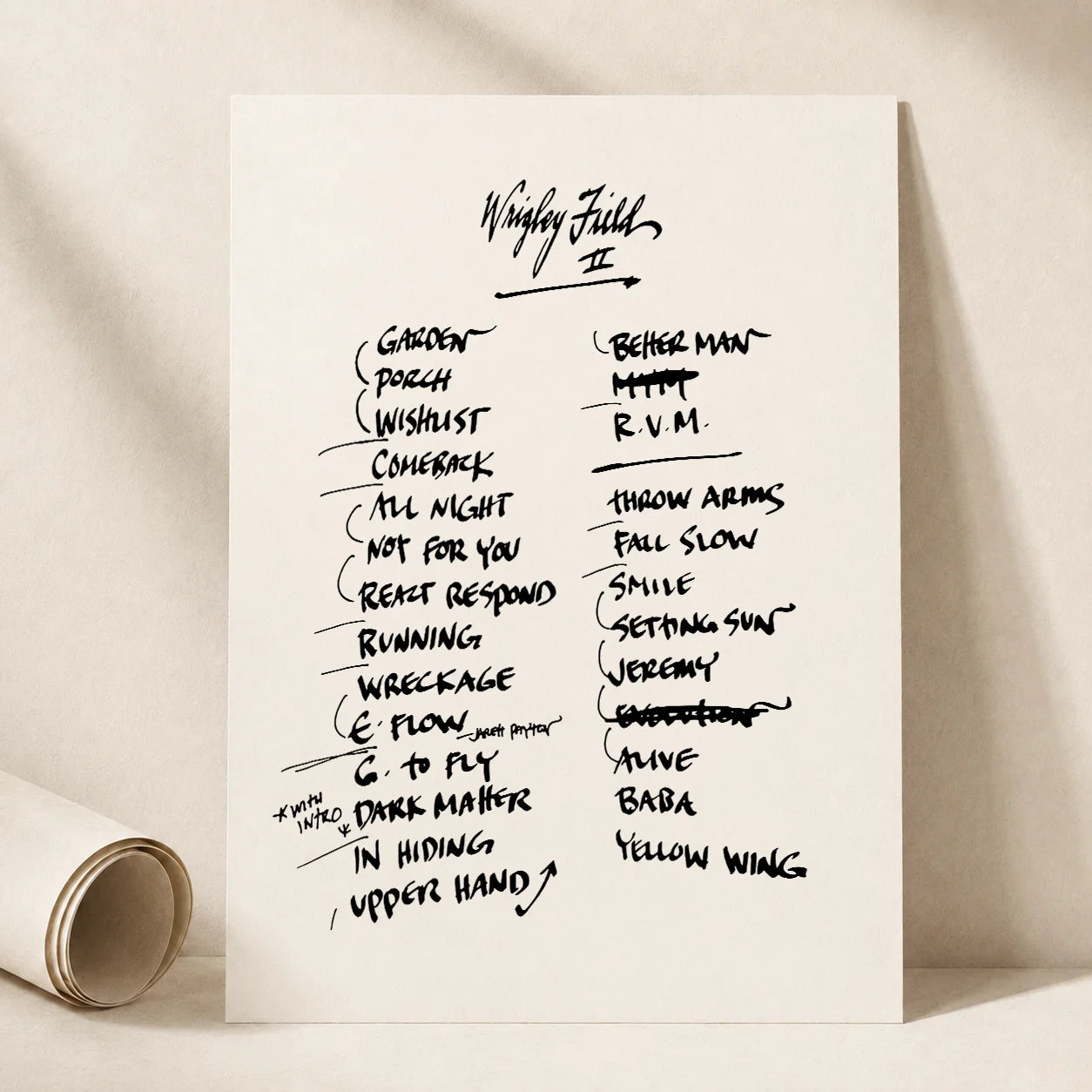 Pearl Jam Chicago Setlist Wall Art - Wrigley Field, Night 2 - 8/31/24