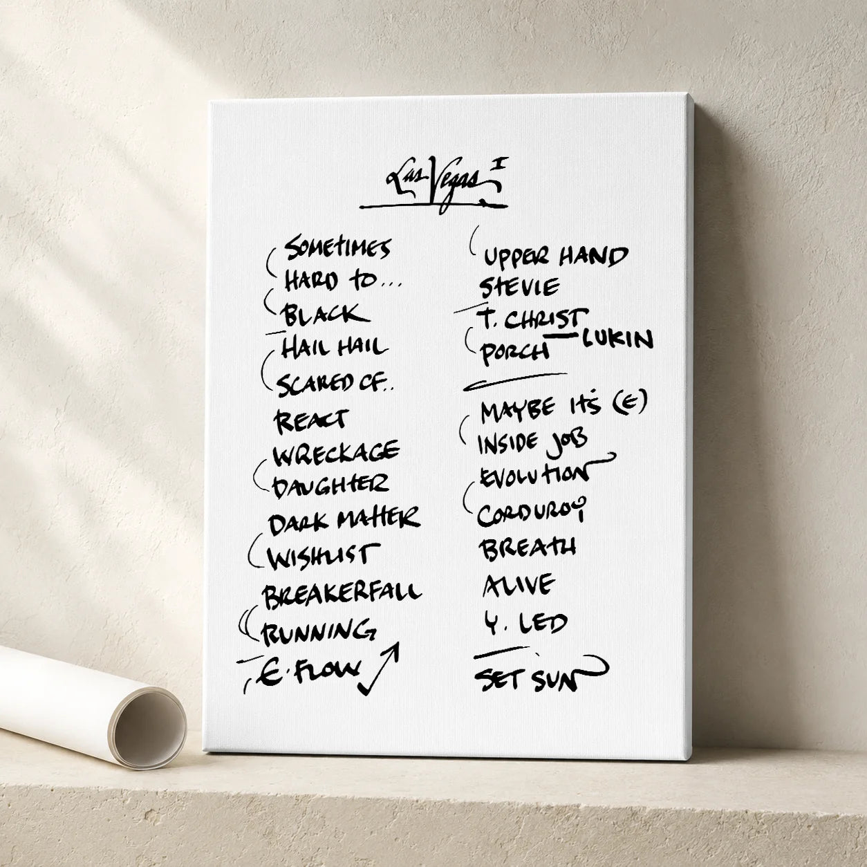 Pearl Jam Las Vegas Setlist Wall Art - MGM Grand Garden Arena, Night 1 - 5/16/24