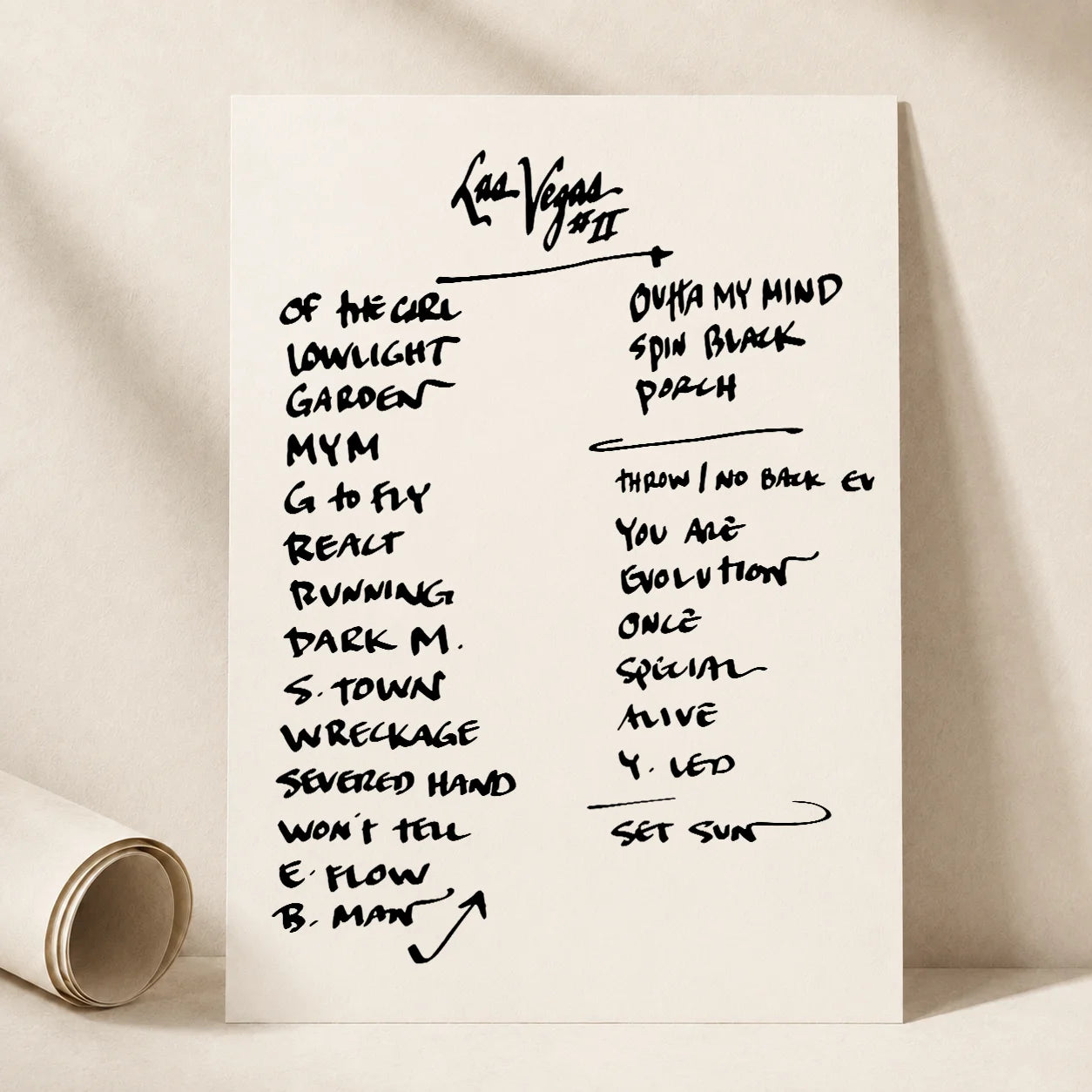 Pearl Jam Las Vegas Setlist Wall Art - MGM Grand Garden Arena, Night 2 - 5/18/24