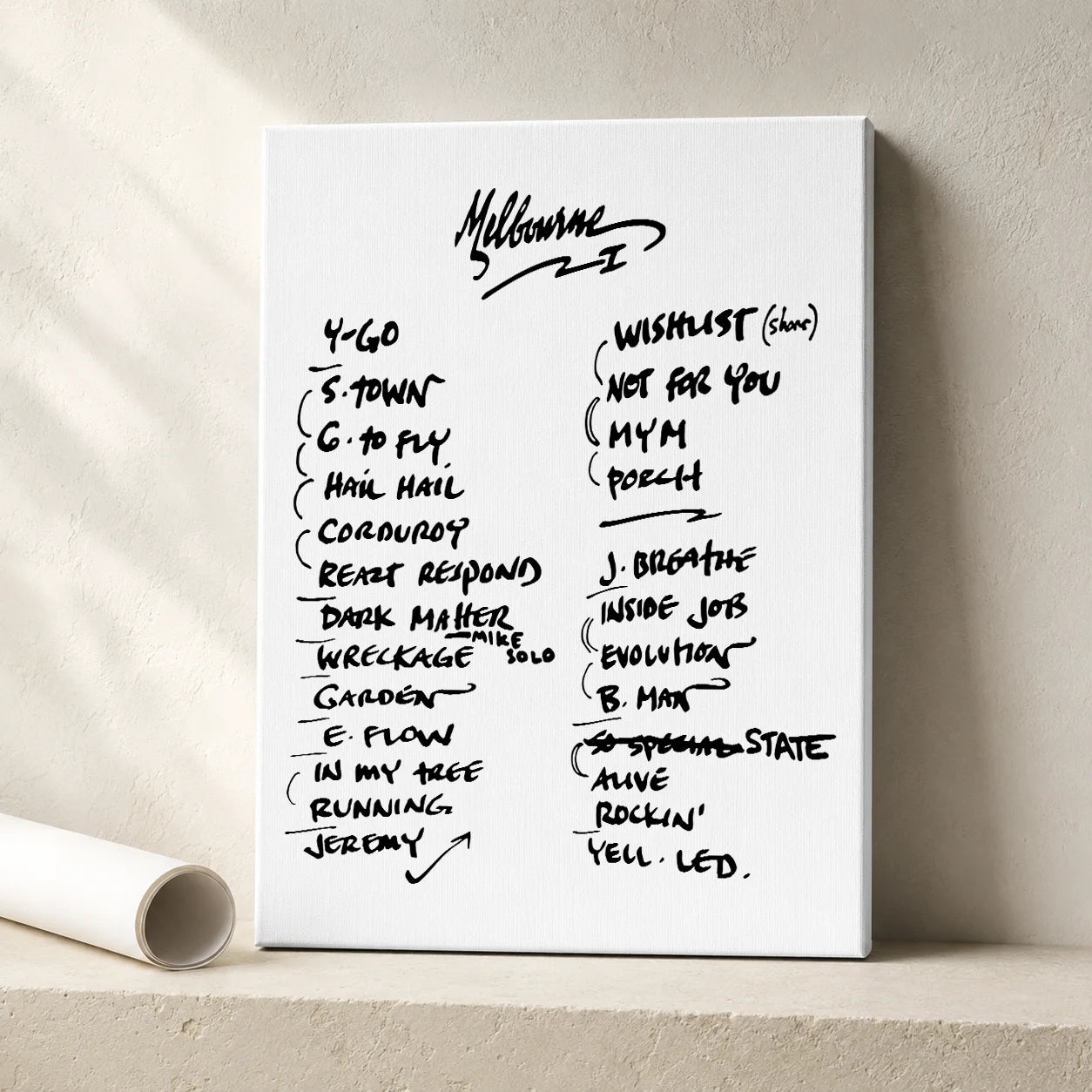 Pearl Jam Melbourne Setlist Wall Art - Marvel Stadium, Night 1 - 11/16/24