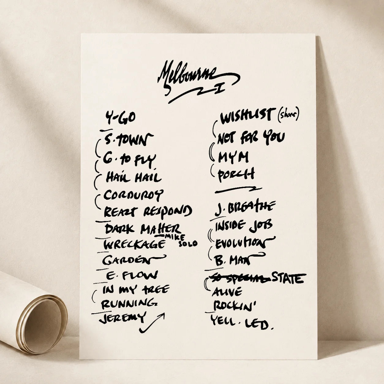 Pearl Jam Melbourne Setlist Wall Art - Marvel Stadium, Night 1 - 11/16/24