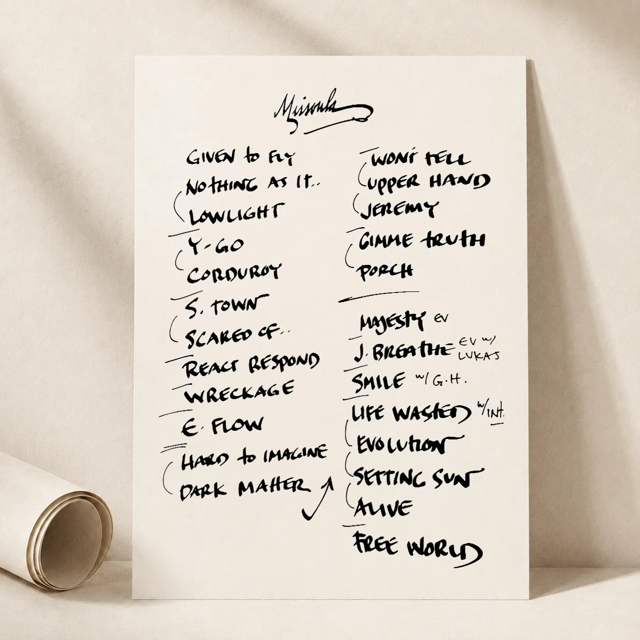 Pearl Jam Missoula Setlist Wall Art - Washington–Grizzly Stadium - 8/22/24