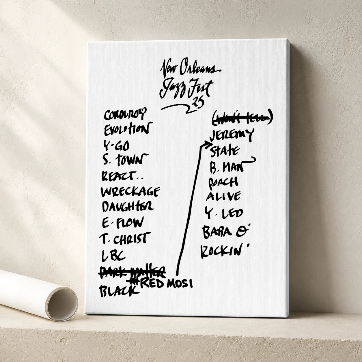 Pearl Jam New Orleans Setlist Wall Art - Jazz Fest - 5/3/25