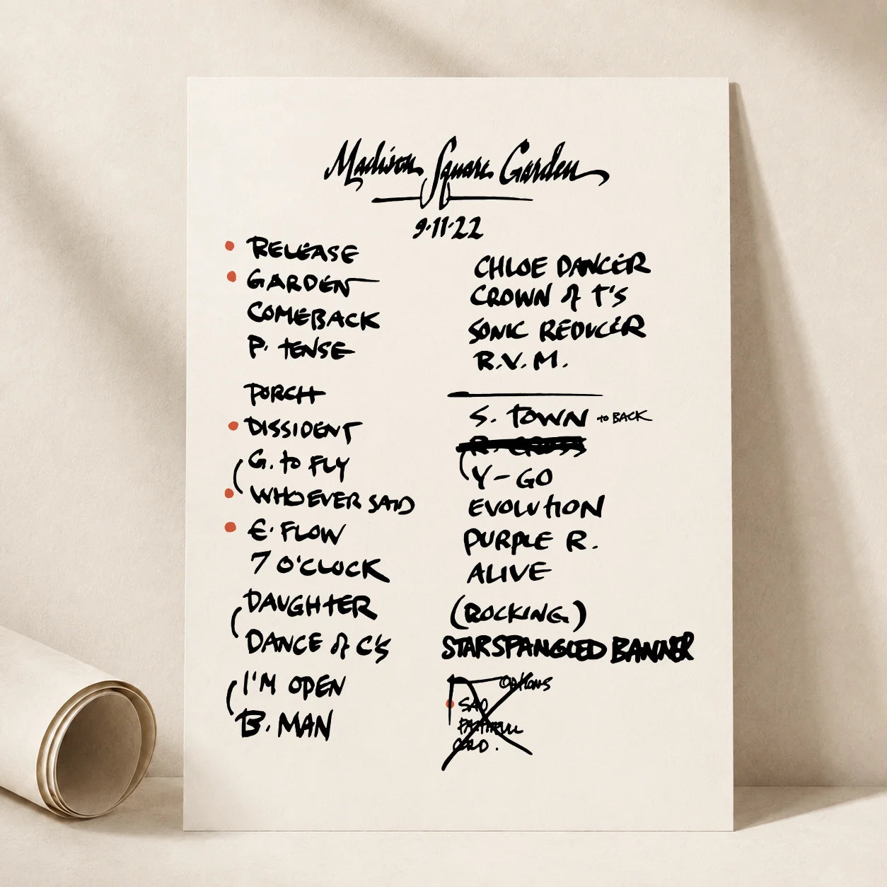 Pearl Jam New York Setlist Wall Art - Madison Square Garden - 9/11/22