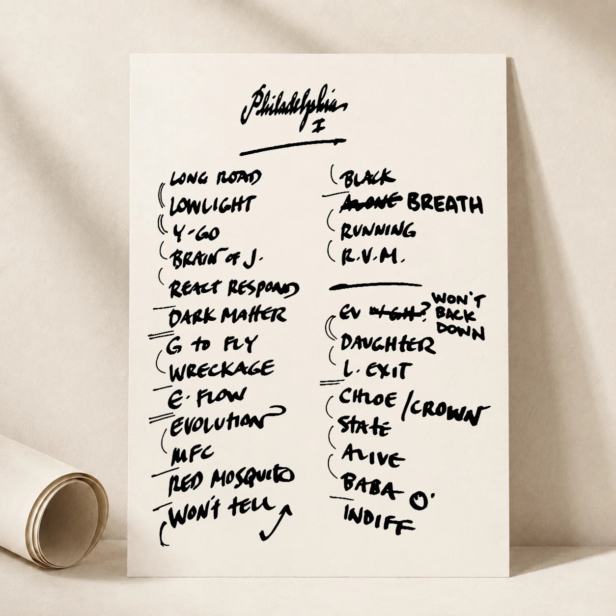 Pearl Jam Philadelphia Setlist Wall Art - Wells Fargo Center, Night 1 - 9/7/24