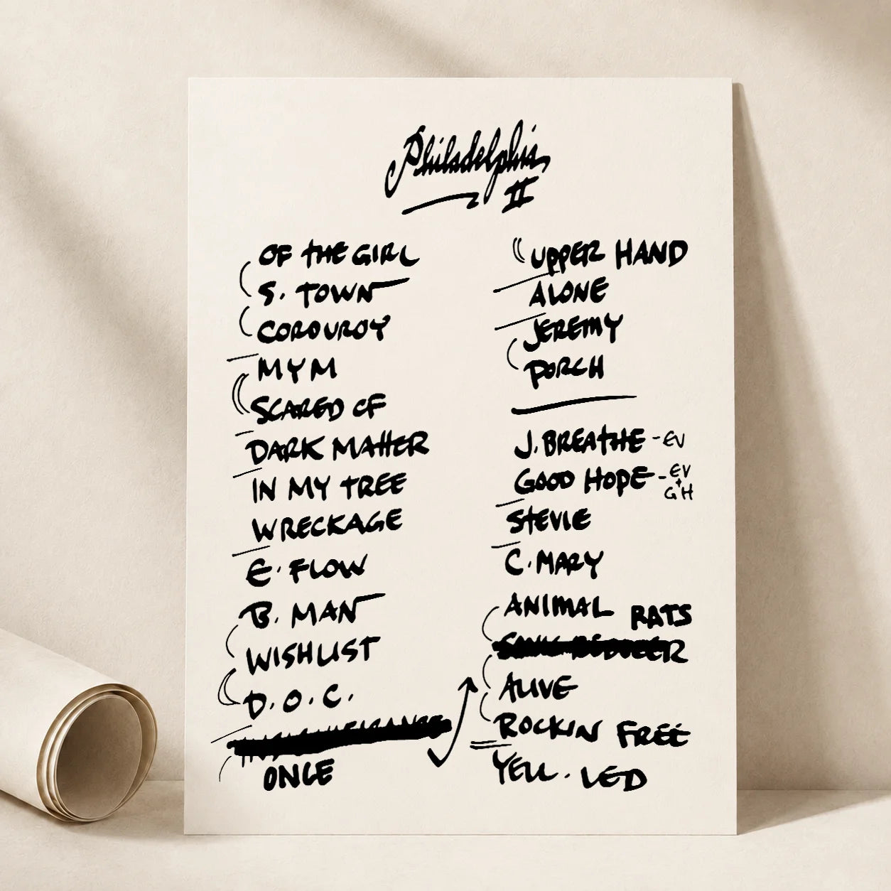 Pearl Jam Philadelphia Setlist Wall Art - Wells Fargo Center, Night 2 - 9/9/24