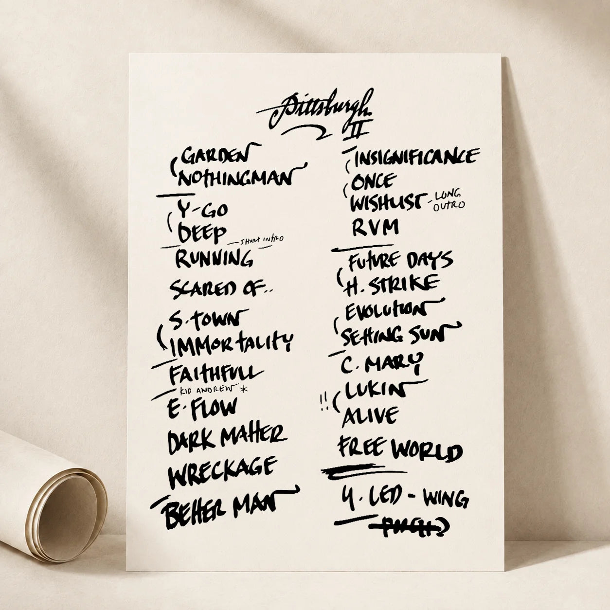Pearl Jam Pittsburgh Setlist Wall Art - PPG Paints Arena, Night 2 - 5/18/25
