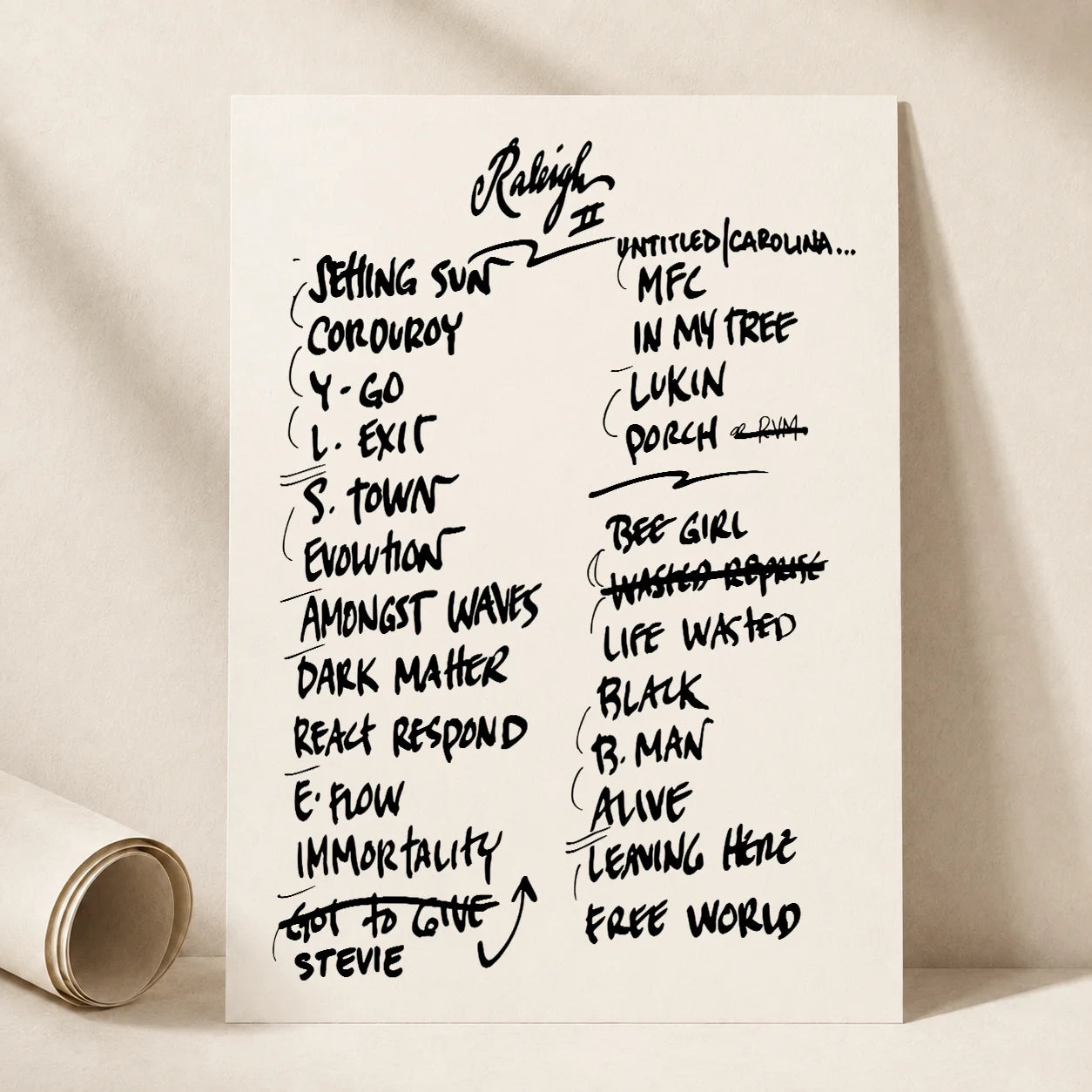 Pearl Jam Raleigh Setlist Wall Art - Lenovo Center, Night 2 - 5/13/25