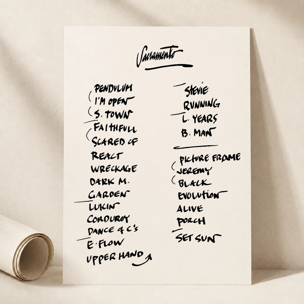 Pearl Jam Sacramento Setlist Wall Art - Golden 1 Center - 5/13/24