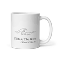 White mug with black 'Wave' logo pattern on a white background